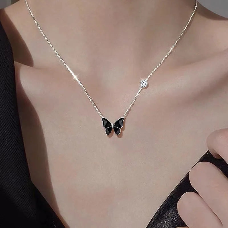 black butterfly necklace