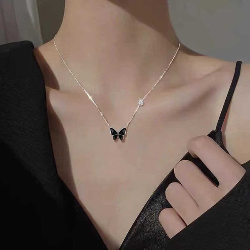 black butterfly necklace