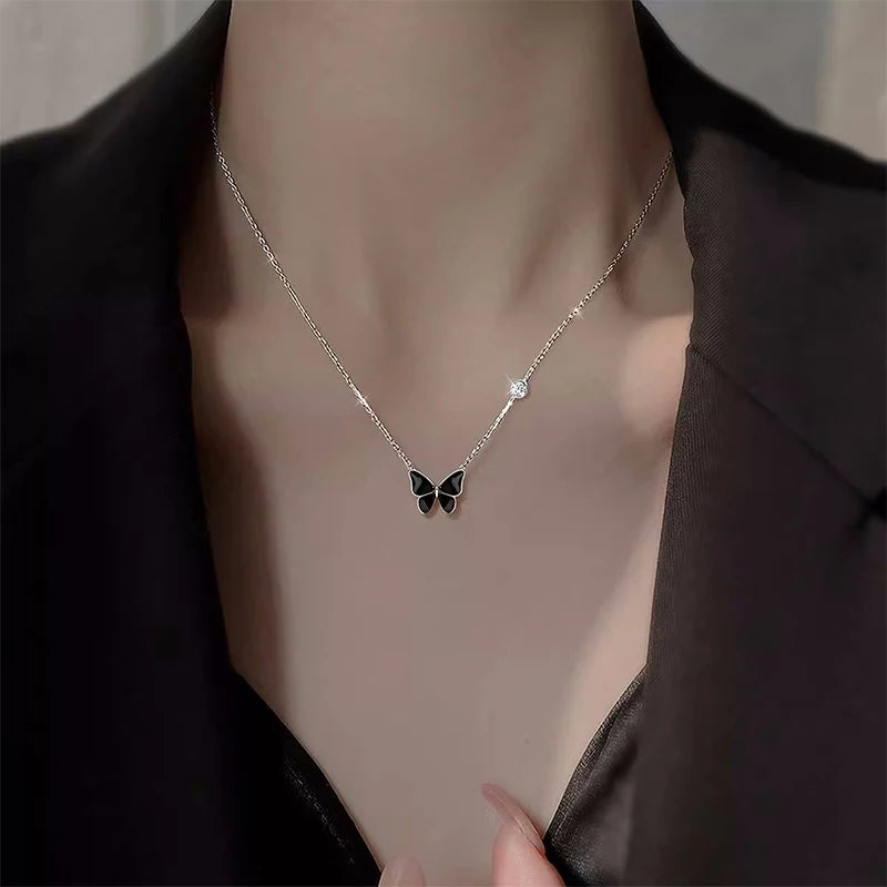 black butterfly necklace