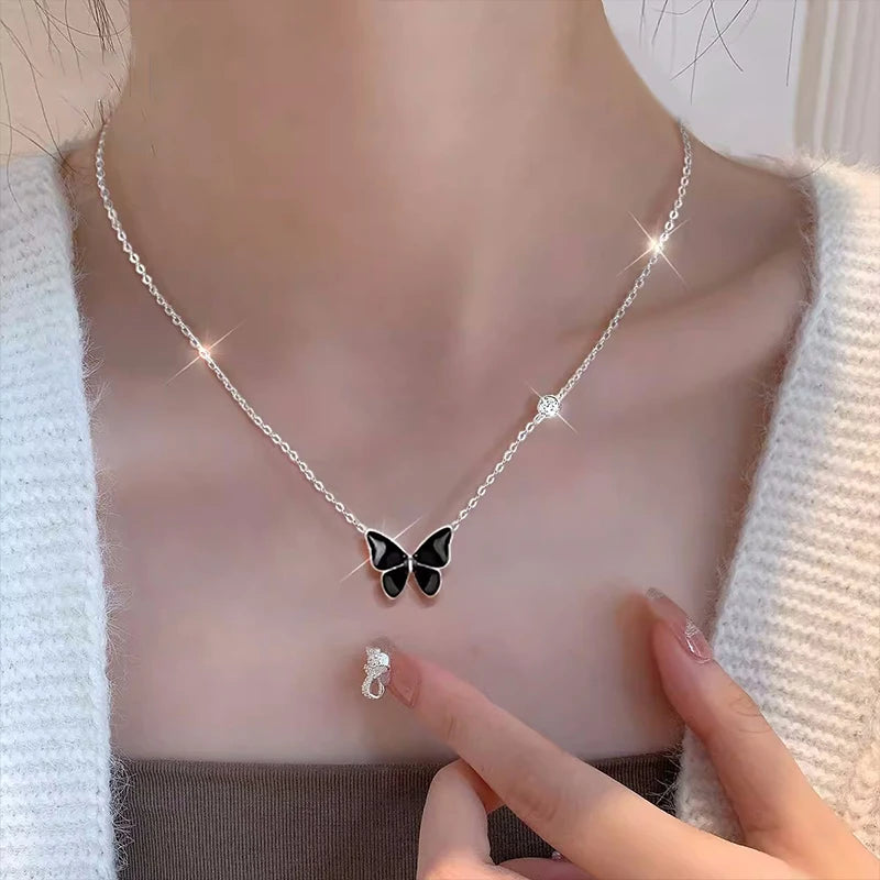 black butterfly necklace